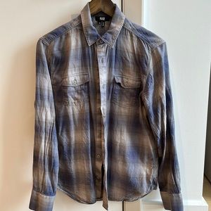 Paige Grey and Blue Plaid Shirt